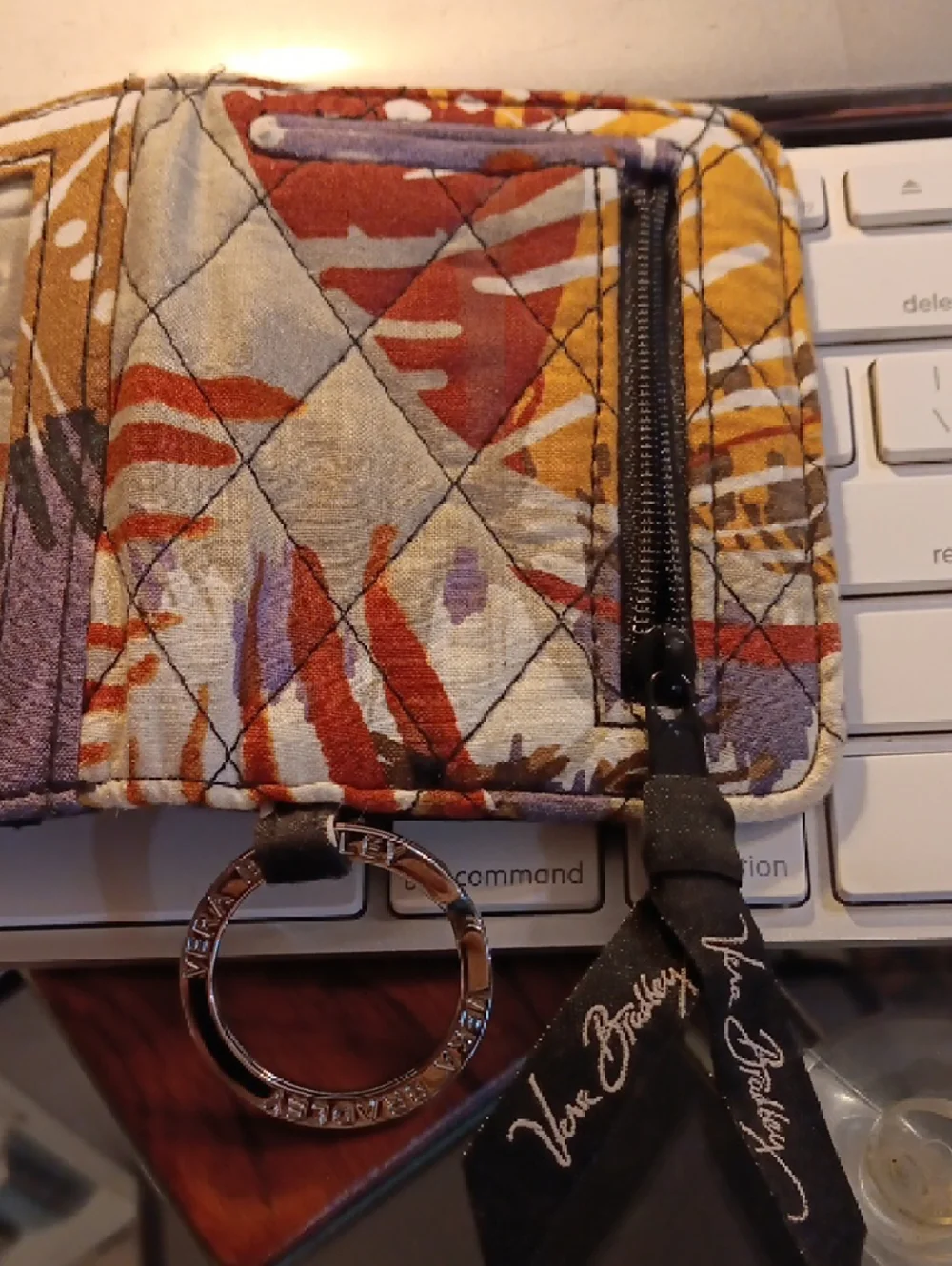 Vera Bradley Campus Double ID Wallet Case with a key ring in the Painted Feather - Picture 2 of 6